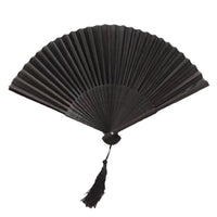 Black Bamboo Hand Fan with Tassel