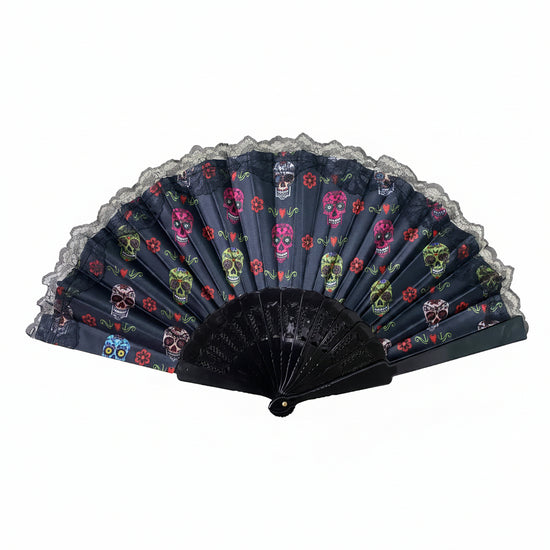 Day of the Dead Lace Hand Fan