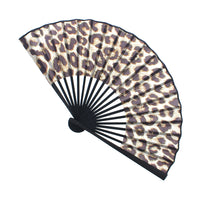Bamboo Leopard Print Folding Hand Fan