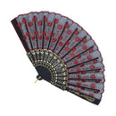 Plastic Black Gold Floral Sequined Hand Fan