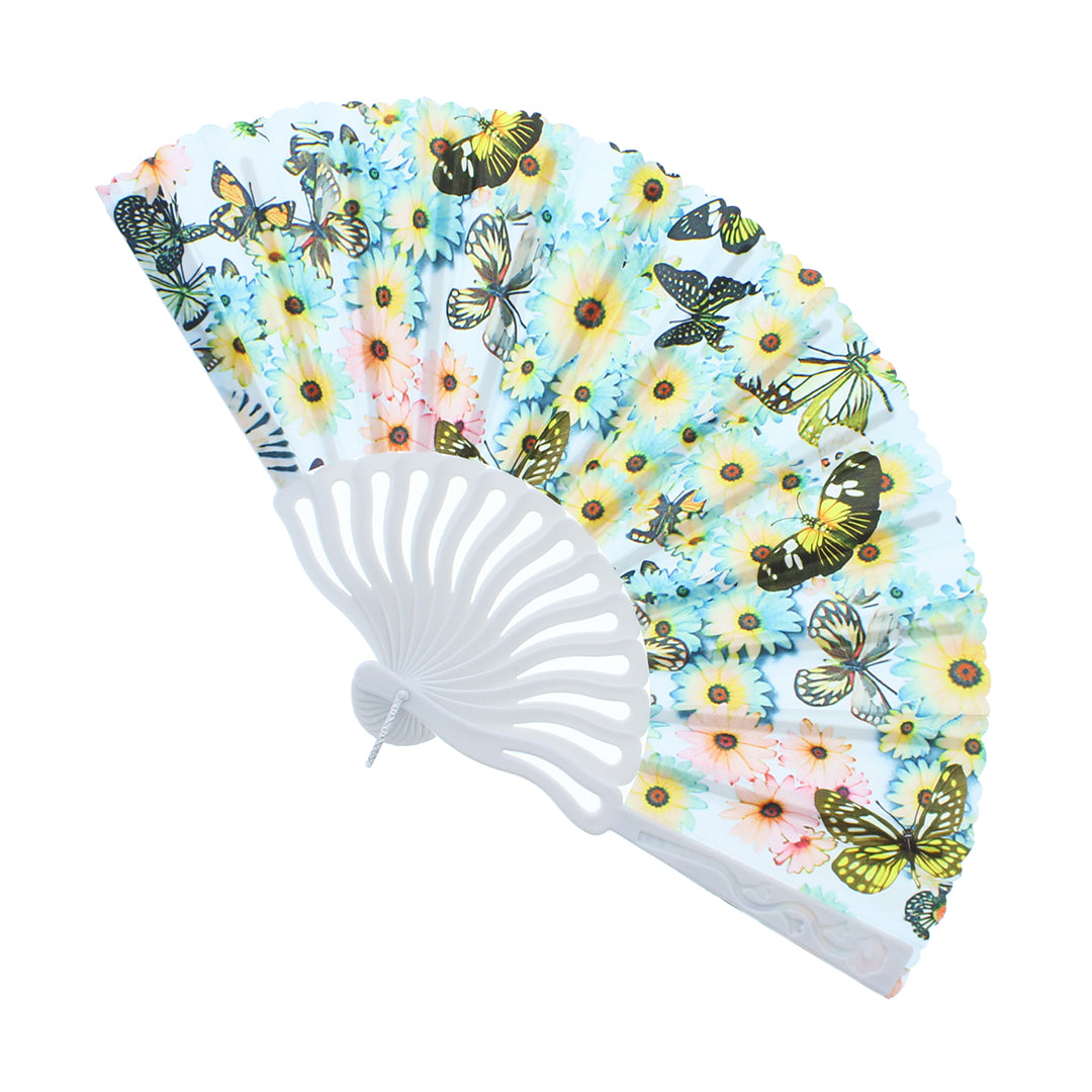 Plastic Butterfly Floral Print Hand Fan