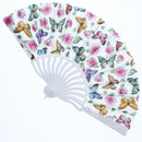 Plastic Rose Butterfly Print Hand Fan