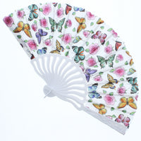 Plastic Rose Butterfly Print Hand Fan