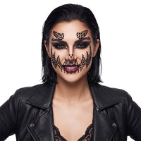 Scary Pumpkin Jet Black Halloween Face Gems Set