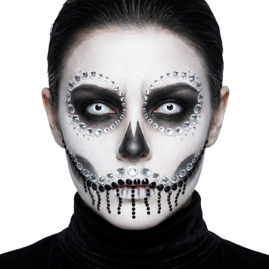 Skeleton Clear & Jet Black Face Gems Set