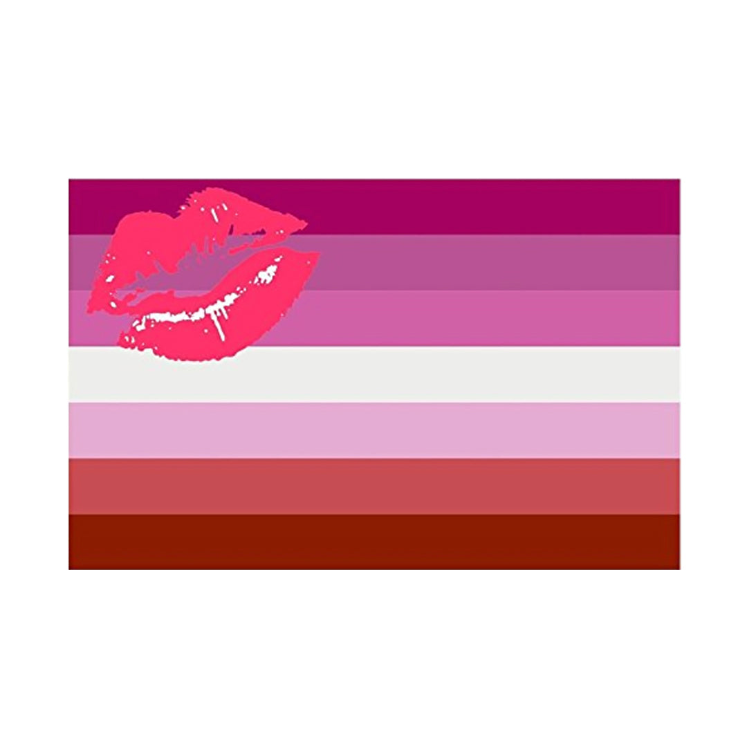 5 x 3 Feet Lesbian Flag with Lips with Brass Eyelets