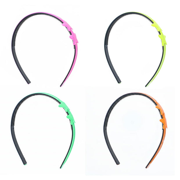 10mm Assorted Neon UV Plastic Headbands with 2 Stars