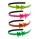 10mm Assorted Neon UV Plastic Headbands with 2 Stars