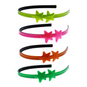 10mm Assorted Neon UV Plastic Headbands with 2 Stars