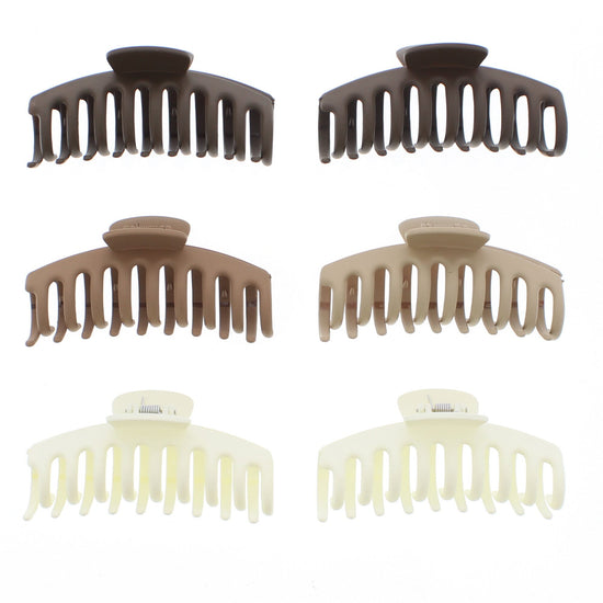 11cm Brown Shades Matte Finish Barrel Hair Claw Clips