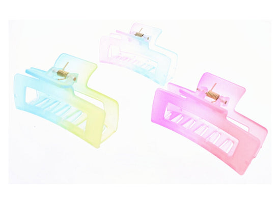 8.5cm Translucent Pastel Matte Finish Rectangular Hair Claw Clips