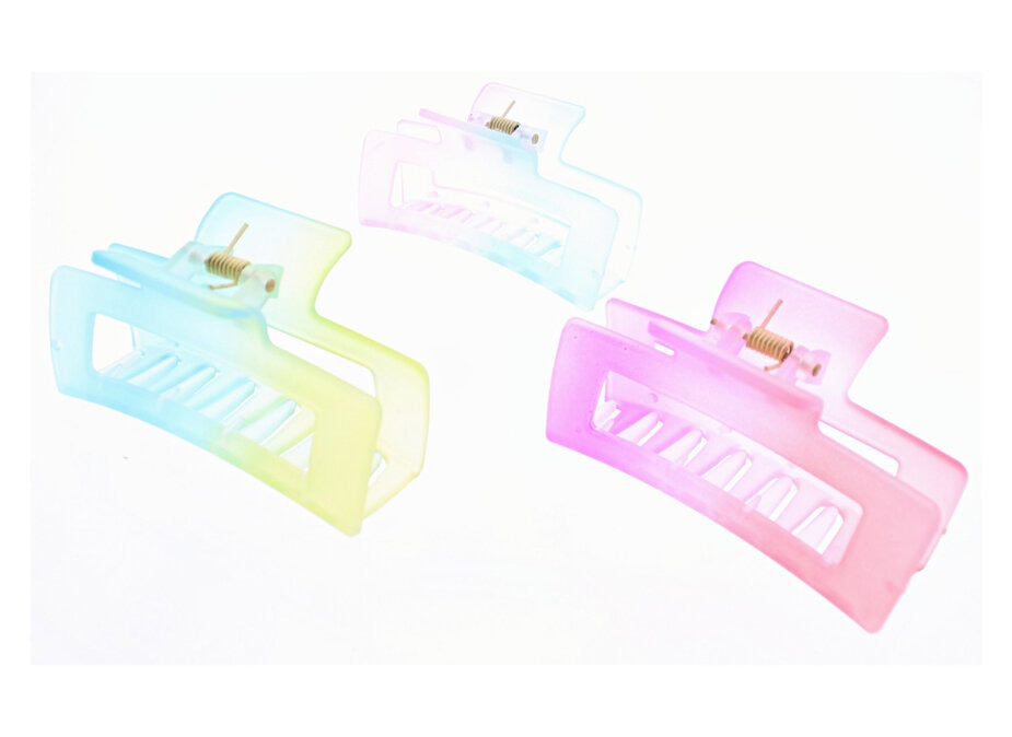 8.5cm Translucent Pastel Matte Finish Rectangular Hair Claw Clips