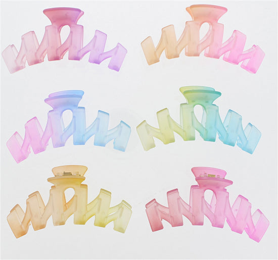 11.2cm Translucent Pastel Matte Zig Zag Hair Claw Clips