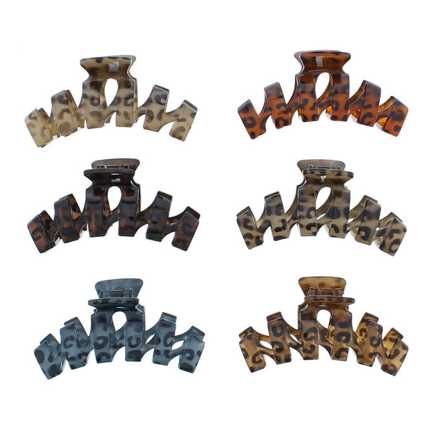 10cm Assorted Leopard Print Zig Zag Hair Claw Clips
