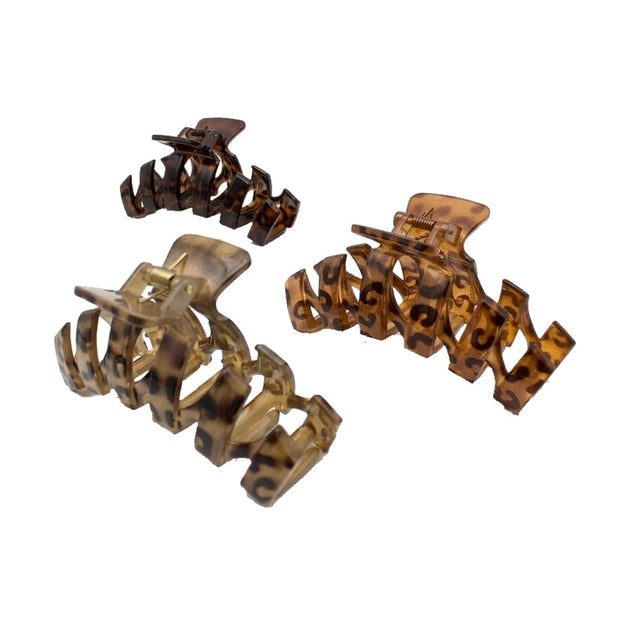 10cm Assorted Leopard Print Zig Zag Hair Claw Clips