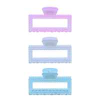 9cm Assorted Pastel Beaded Rectangular Hollow Hair Claw Clips