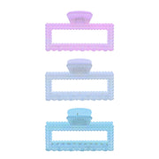 9cm Assorted Pastel Beaded Rectangular Hollow Hair Claw Clips