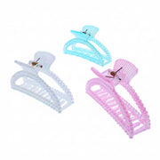 9cm Assorted Pastel Beaded Curved Arch Cross Hair Claw Clips