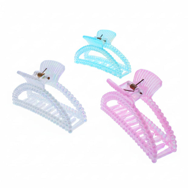 9cm Assorted Pastel Beaded Curved Arch Cross Hair Claw Clips