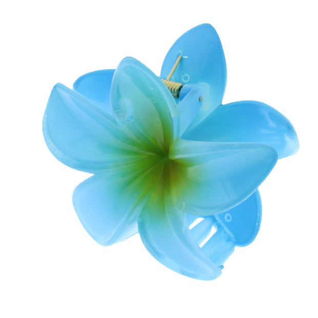 8cm Assorted Shiny Double Sided Hawaiian Flower Hair Clamps