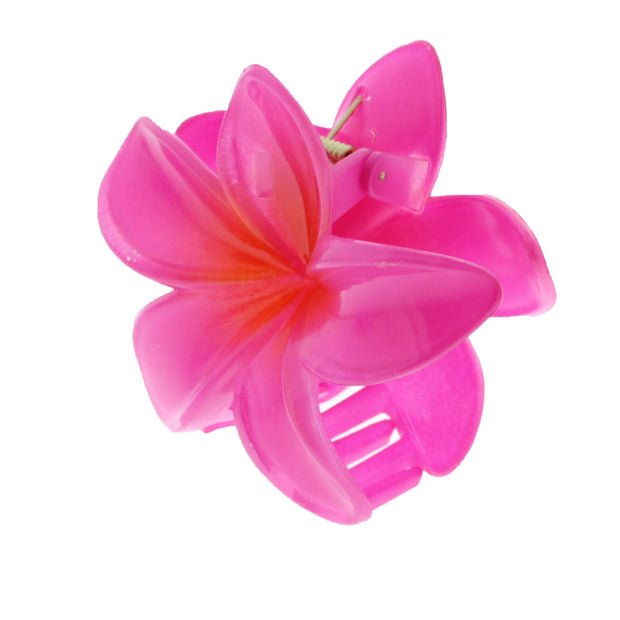 8cm Assorted Shiny Double Sided Hawaiian Flower Hair Clamps
