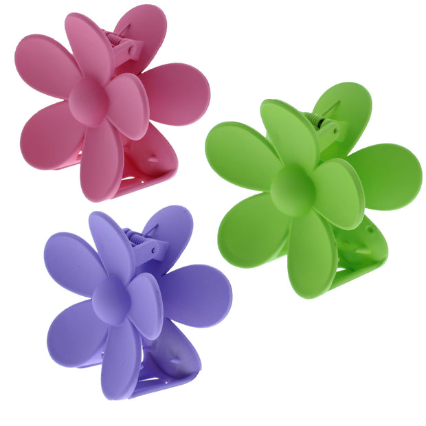 8cm Assorted Matte Double Sided Daisy Flower Hair Clamps