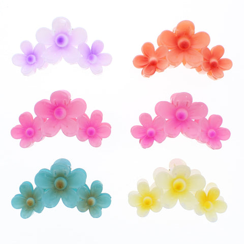 11cm Assorted Shiny Double Sided Daisy Triple Flower Hair Clamps