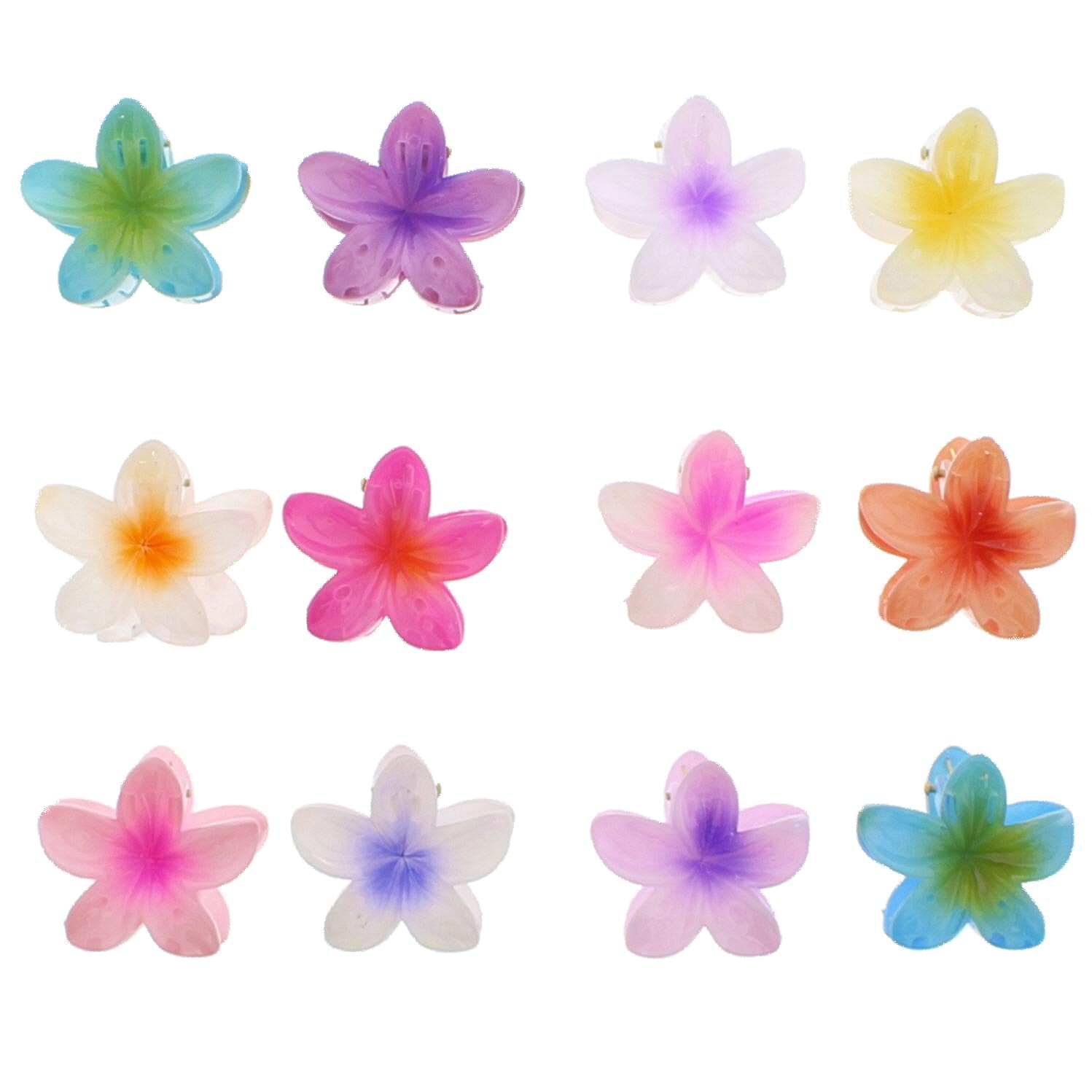 4cm Shiny Double Sided Hawaiian Flower Hair Clips