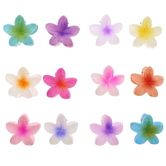 4cm Shiny Double Sided Hawaiian Flower Hair Clips