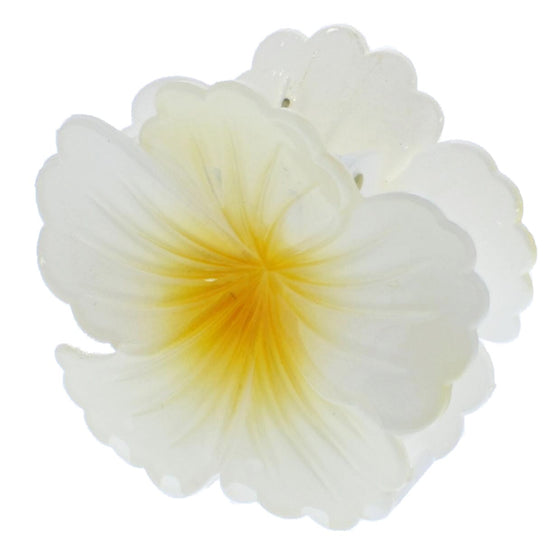 8cm White Shiny Hawaiian Hibiscus Flower Hair Clips