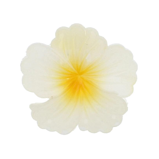 8cm White Shiny Hawaiian Hibiscus Flower Hair Clips