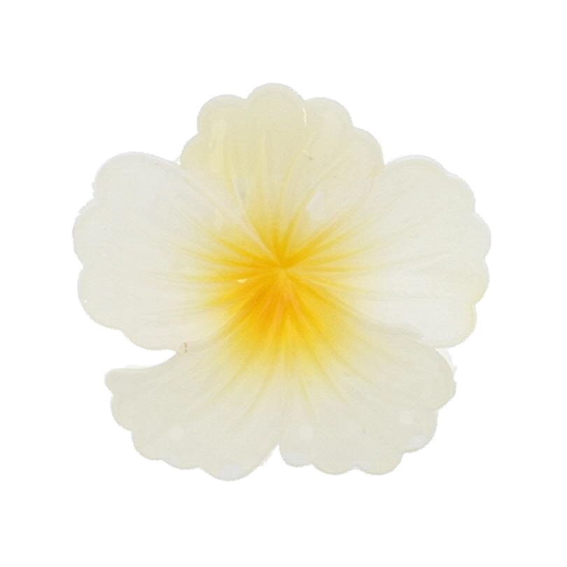 8cm White Shiny Hawaiian Hibiscus Flower Hair Clips