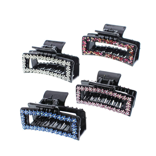 8cm Assorted Rhinestone Crystal Stone Hair Claw Clips