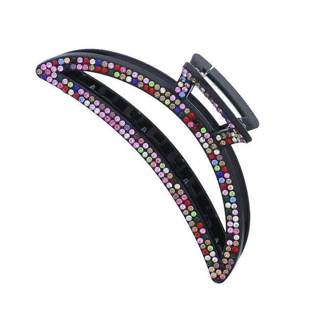 12cm Curved Moon Crescent Rhinestone Crystal Stone Hair Claw Clips