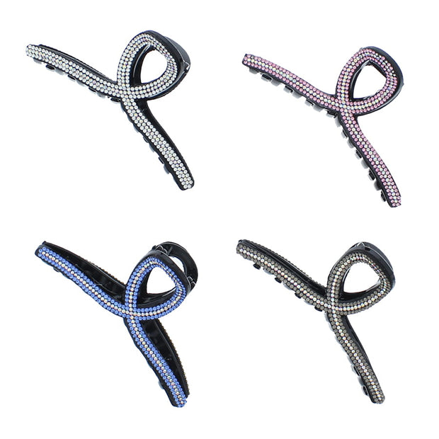 10cm Assorted Twirl Loop Rhinestone Crystal Stone Hair Claw Clips