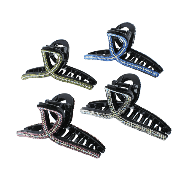 10cm Assorted Twirl Loop Rhinestone Crystal Stone Hair Claw Clips