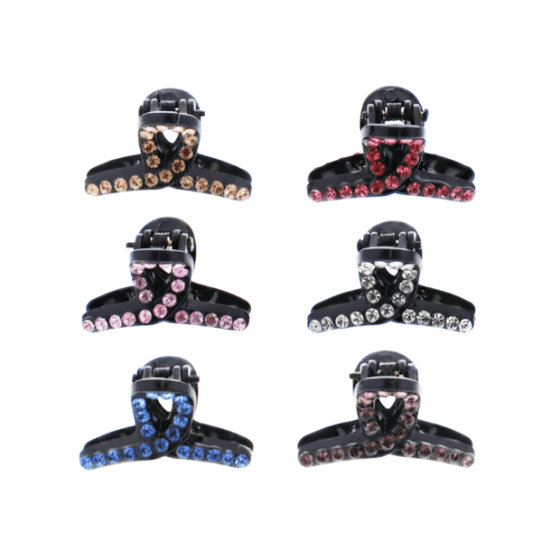 2cm Assorted Crystal Mini Twirl Loop Hair Claw Clips