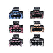 2cm Assorted Rectangular Hollow Rhinestone Hair Claw Clips