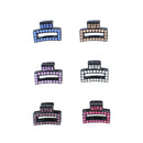 2cm Assorted Rectangular Hollow Rhinestone Hair Claw Clips