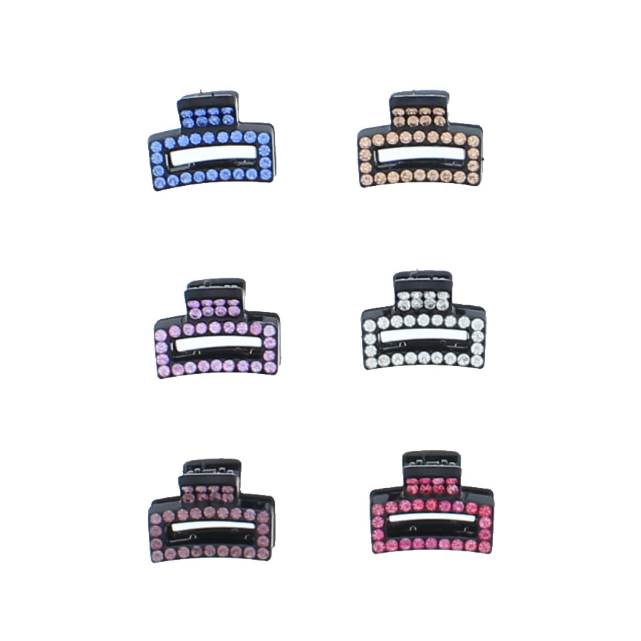 2cm Assorted Rectangular Hollow Rhinestone Hair Claw Clips