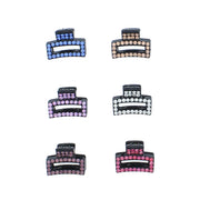 2cm Assorted Rectangular Hollow Rhinestone Hair Claw Clips