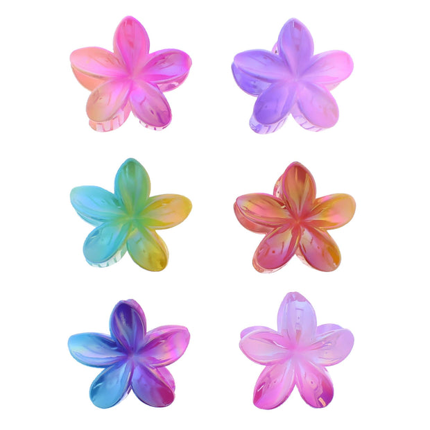 8cm Multi Tone Shiny Double Sided Hawaiian Flower Hair Clamps