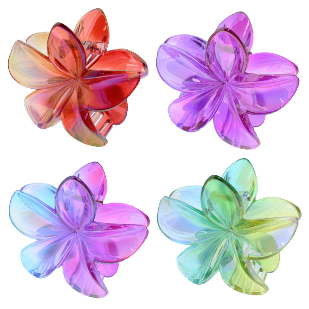 8cm Translucent Hawaiian Flower Hair Clips