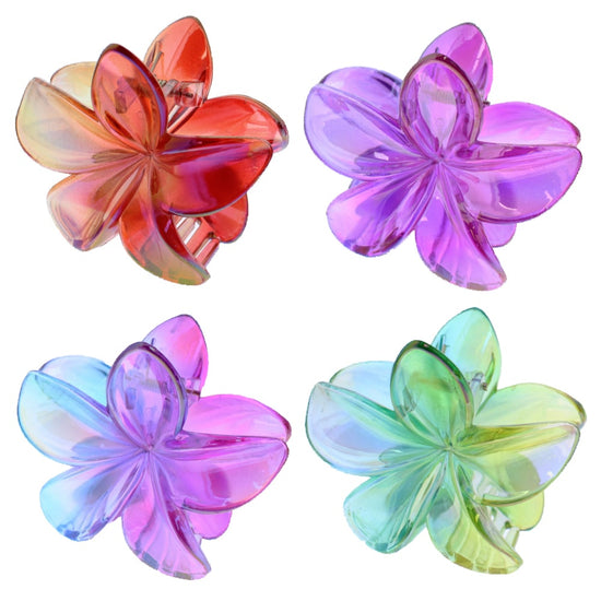 8cm Translucent Hawaiian Flower Hair Clips