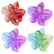 8cm Two Tone Translucent Shiny Double Sided Hawaiian Flower Hair Clamps