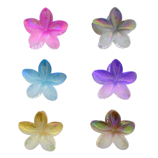 8cm Gradient Shiny Hawaiian Flower Hair Clips