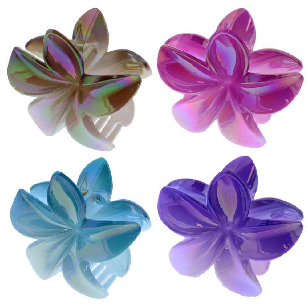 8cm Gradient Shiny Hawaiian Flower Hair Clips