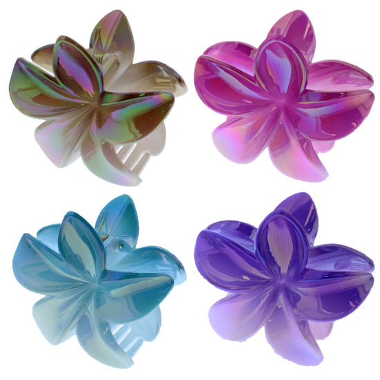 8cm Gradient Shiny Hawaiian Flower Hair Clips