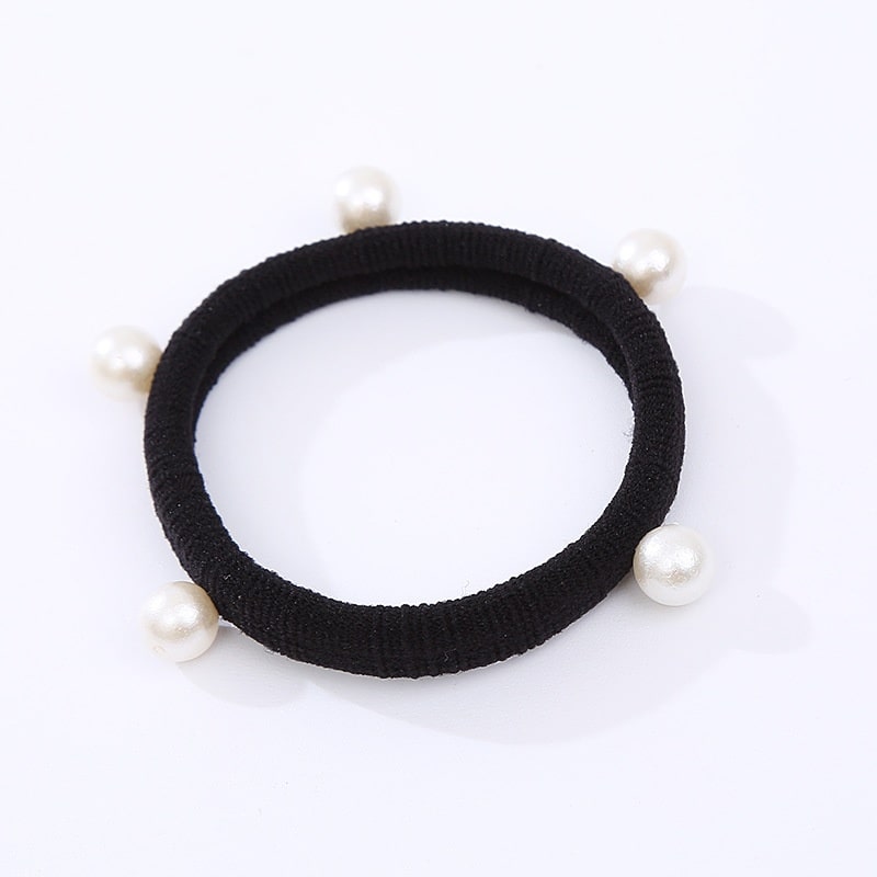 Bag of 100 Thick Black Elasticated Soft Hair Ponios