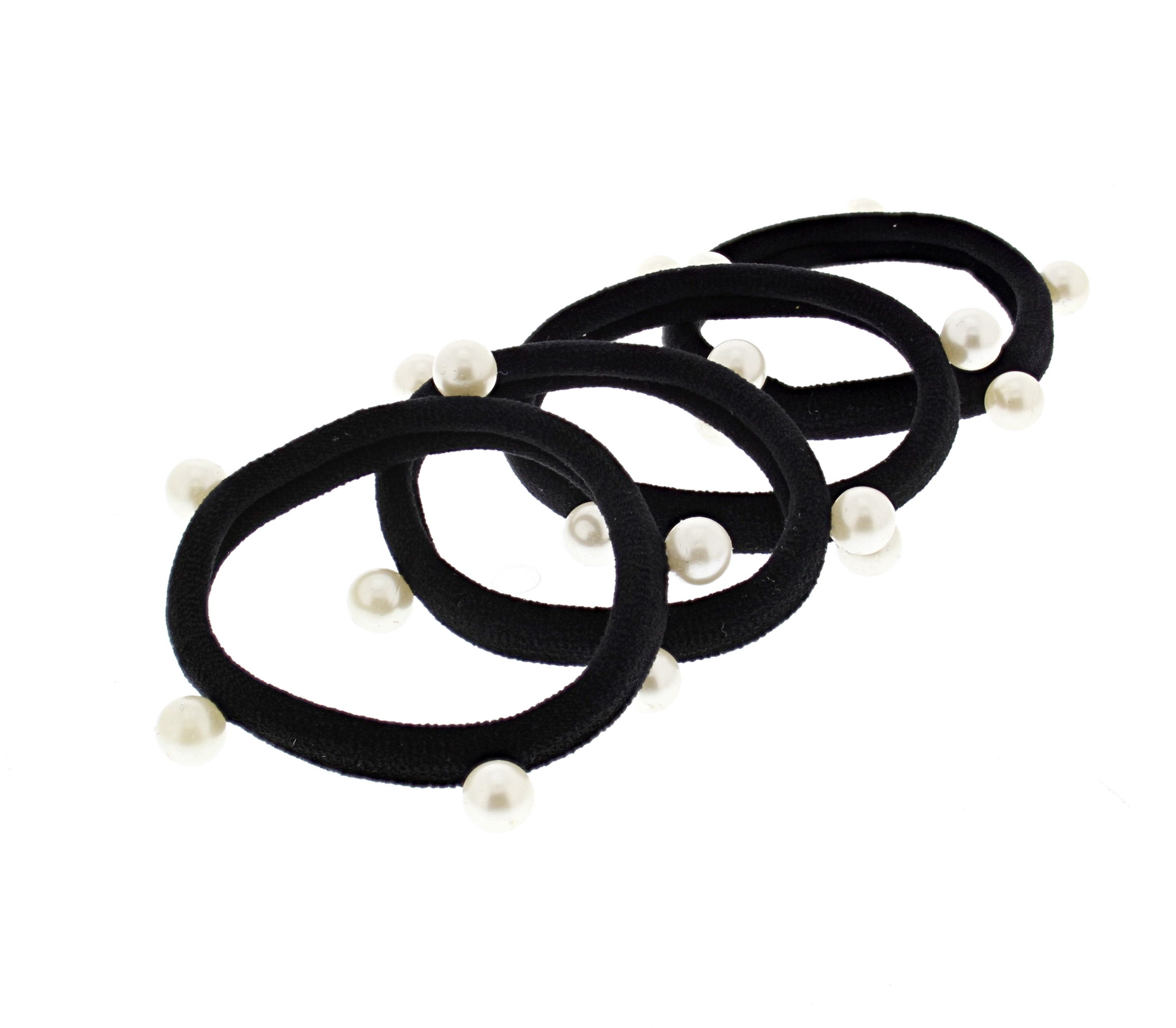 Bag of 100 Thick Black Elasticated Soft Hair Ponios
